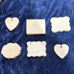 30 Blank Wooden Tags and Shapes Set - Natural Wood